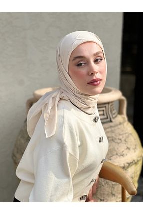 روسری بژ پنبه ای AMİNENESİL - کد 858344931