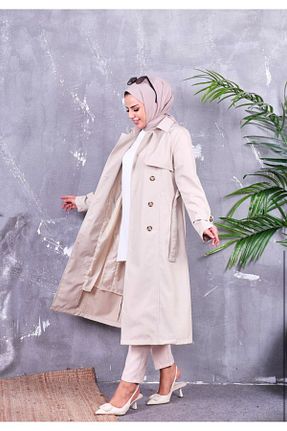 ترنچکت سایز بزرگ رنگی زنانه پنبه پلی استر Sevda Kılınç - کد 936216923