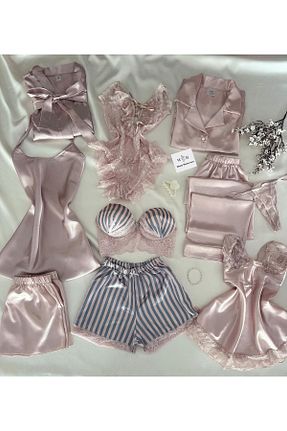 ربدوشام صورتی زنانه ساتن MH Moony Homewears - کد 936683077