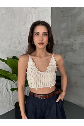 بلوز بژ زنانه ساده Elif Özbey Butik - کد 936206079