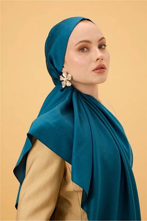 شال فیروزه ای زنانه ابریشم İpekhan - کد 446536929