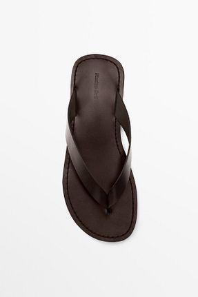 صندل قهوه ای زنانه پاشنه تخت Massimo Dutti - کد 926376575