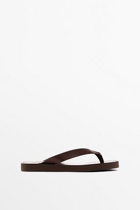 صندل قهوه ای زنانه پاشنه تخت Massimo Dutti - کد 926376575