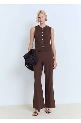 جلیقه قهوه ای زنانه رگولار MANGO - کد 936267125