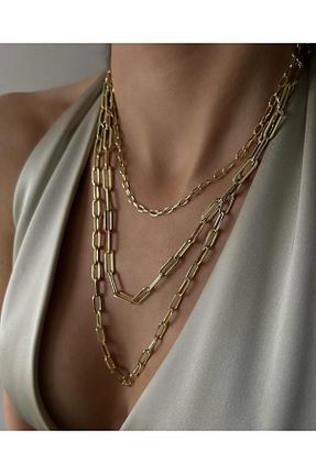 گردنبند استیل ( فولاد ) زرد زنانه استیل (فولاد) Tasarım - کد 935363962