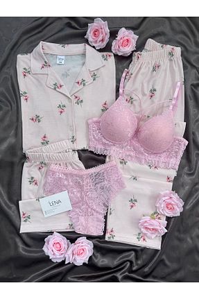 ست لباس راحتی صورتی زنانه چاپی Lena Homewears - کد 936420275