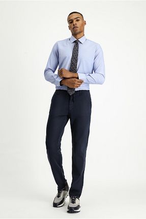 پیراهن آبی مردانه اسلیم فیت Kiğılı - کد 856023084