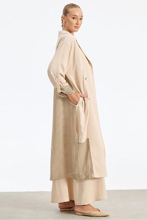 ست بالاتنه و پائین تنه حجاب بژ زنانه رگولار Tığ Triko - کد 936506192