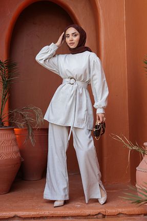 ست بالاتنه و پائین تنه نباتی زنانه بافتنی LOCCO - کد 936505576