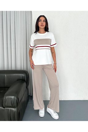 ست بالاتنه و پائین تنه بژ زنانه بافت Elaxi - کد 936524801