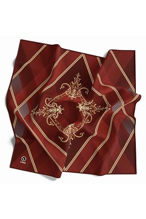 روسری زرشکی پلی استر VİOLLA - کد 879335516