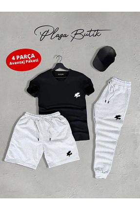 ست بالاتنه و پائین تنه طوسی مردانه پنبه پلی استر Plaza Butik - کد 936556587