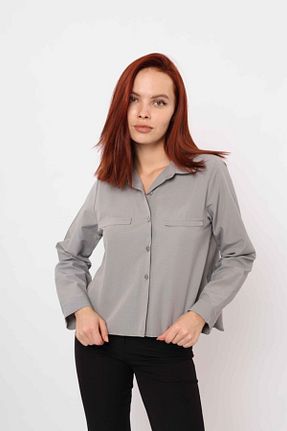 پیراهن طوسی زنانه یقه پیراهنی Eserden - کد 936884722
