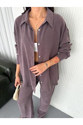ست بالاتنه و پائین تنه قهوه ای زنانه بافتنی sportiness - کد 936795908