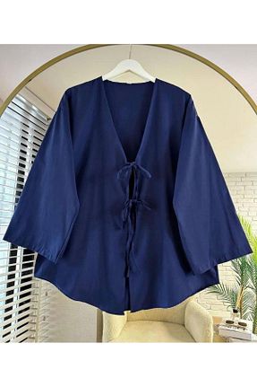 تونیک حجاب سرمه ای زنانه پنبه پلی استر Gülce moda - کد 936901015