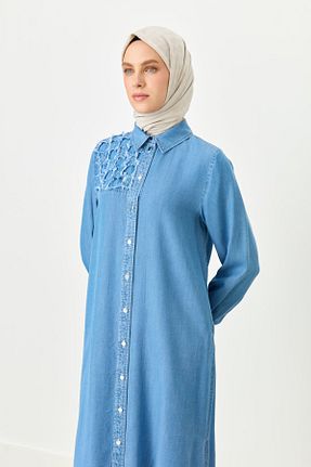 تونیک حجاب آبی زنانه بافتنی Nihan - کد 936909762