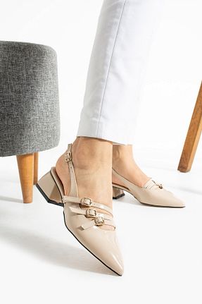کفش پاشنه بلند کلاسیک بژ زنانه چرم لاکی AlbiShoes - کد 936659234