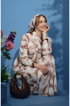 لباس قهوه ای زنانه بافتنی Fatma Atasoy - کد 935539548
