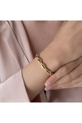 دستبند استیل (فولاد) زرد روکش طلا Bijoura Studio - کد 936670342