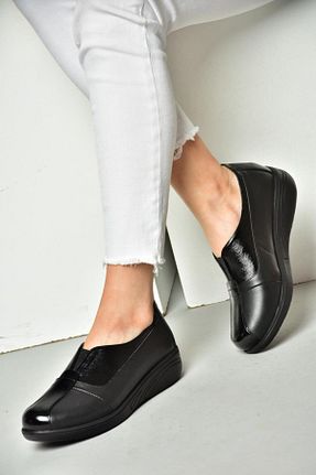 کفش کلاسیک مشکی زنانه چرم خالص Fox Shoes - کد 799432186