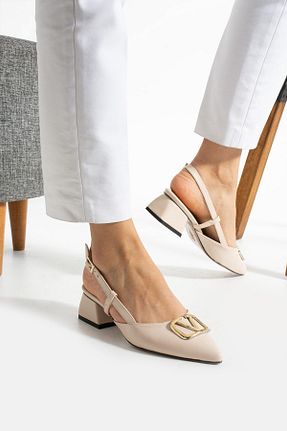 کفش پاشنه بلند کلاسیک بژ زنانه چرم لاکی AlbiShoes - کد 936662351