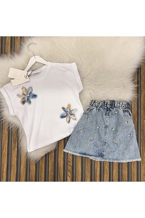 ست بالاتنه و پائین تنه سفید بچه گانه جین Baby - کد 936728497