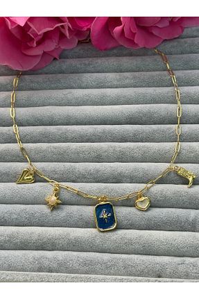 گردنبند استیل ( فولاد ) رنگی زنانه روکش طلا Gleemy accesories - کد 936756293
