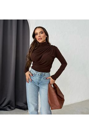 بلوز حجاب قهوه ای زنانه اسلیم فیت mehbare - کد 936761447