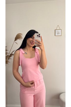 بلوز صورتی زنانه ساده DUSOHOME - کد 933135360
