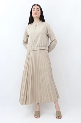 ست بالاتنه و پائین تنه حجاب بژ زنانه رگولار Armine TREND - کد 924781242