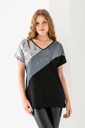 بلوز مشکی زنانه رگولار EtkiModa - کد 936801242