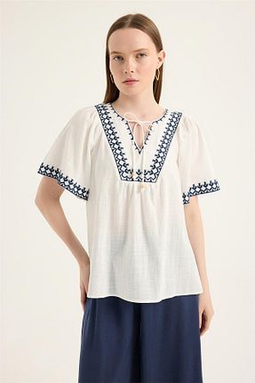 بلوز سفید زنانه ساده Home Store - کد 936802245