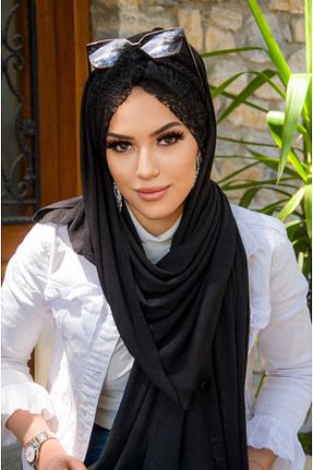 شال مشکی زنانه پنبه پلی استر Aişe Tesettür - کد 827262886