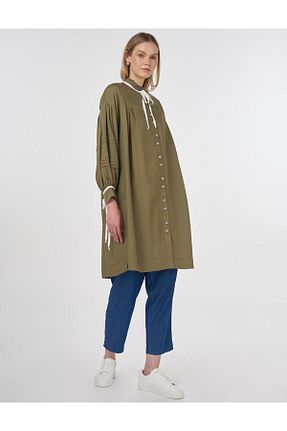 تونیک حجاب قهوه ای زنانه پنبه ای Kayra - کد 936837671