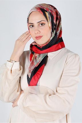 روسری قرمز پلی استر Alvina - کد 804945371