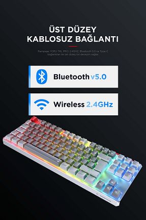 کیبورد گیمر سفید Rampage - کد 898576261