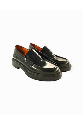 کفش لوفر مشکی زنانه چرم خالص MİLONEK - کد 814583613
