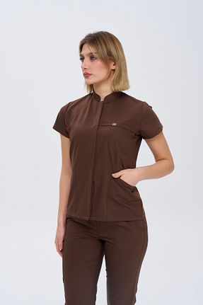 ست بالاتنه و پائین تنه قهوه ای زنانه لیکرا DENİZ MEDİKAL GİYİM - کد 936879455