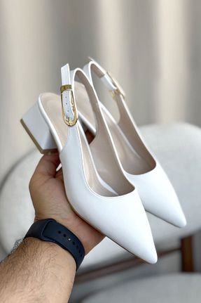 کفش پاشنه بلند کلاسیک سفید زنانه چرم لاکی GOFFSHOES - کد 936914838