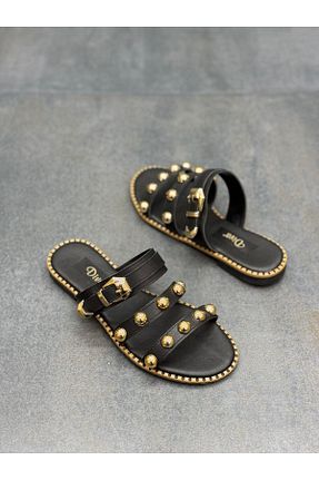 دمپائی مشکی زنانه چرم مصنوعی DİVA - کد 936921392