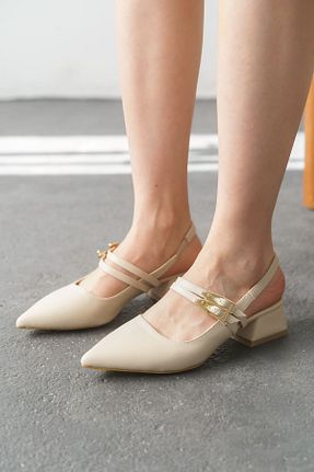 کفش پاشنه بلند کلاسیک بژ زنانه چرم لاکی GOFFSHOES - کد 936914760