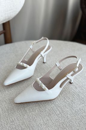 کفش پاشنه بلند کلاسیک سفید زنانه چرم مصنوعی GOFFSHOES - کد 936914792
