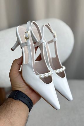 کفش پاشنه بلند کلاسیک سفید زنانه چرم مصنوعی GOFFSHOES - کد 936914792