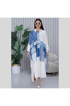 لباس سایز بزرگ سفید زنانه ویسکون Eceyaman moda - کد 936948173