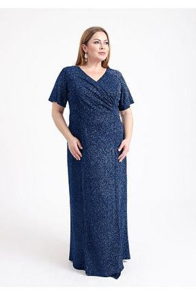 لباس سایز بزرگ سرمه ای زنانه پلی استر - الاستین LİLAS XXL - کد 820251279