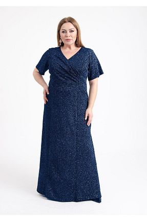 لباس سایز بزرگ سرمه ای زنانه پلی استر - الاستین LİLAS XXL - کد 820251279