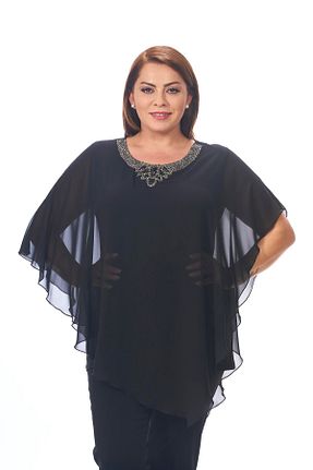 بلوز سایز بزرگ مشکی زنانه سایز بزرگ LİLAS XXL - کد 926037880