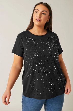 تیشرت سایز بزرگ مشکی زنانه سایز بزرگ Stil Diva - کد 937232434