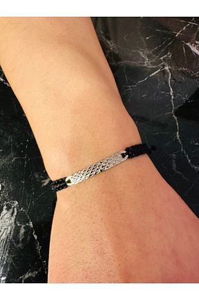 دستبند جواهر سفید مردانه روکش طلا Moda Kulesi - کد 898711556