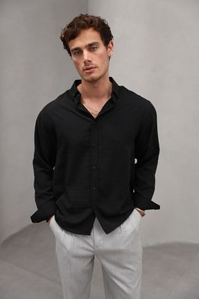 پیراهن مشکی مردانه Fitted Bürke - کد 937267740